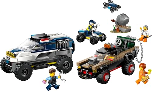 LEGO City Off-Road Police Car Chase Toy with 2 Trucks, a Quadbike, Drone, an Opening Safe and 2 Minifigures - Image 2