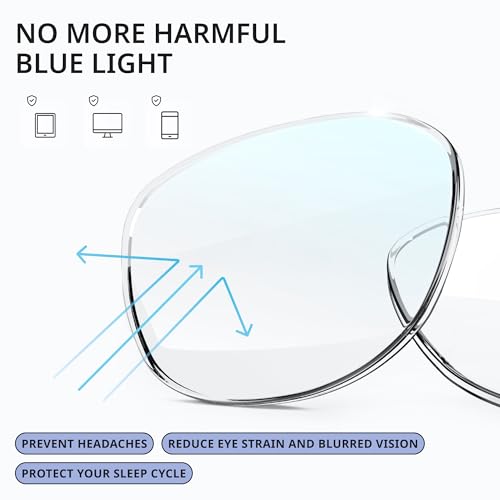Image of livho Retro Aviator Blue Light Blocking Glasses for Women Men with Soft Case, Trendy Rectangle Computer Eyeglasses