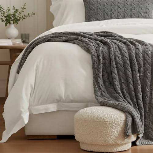 100% Pure Cashmere Throw Blanket for Couch &ndash; Cable Knit Cashmere Blanket 50x60 &ndash; Soft Warm...