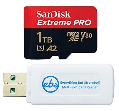 SanDisk MicroSD Extreme Pro 1TB Memory Card Works with DJI Air 2S, Air 2, Mini, Mini 2, Mavic 2 Drone (SDSQXCD-1T00-GN6MA) Bundle with 1 Everything But Stromboli MicroSDXC & SD Card Reader