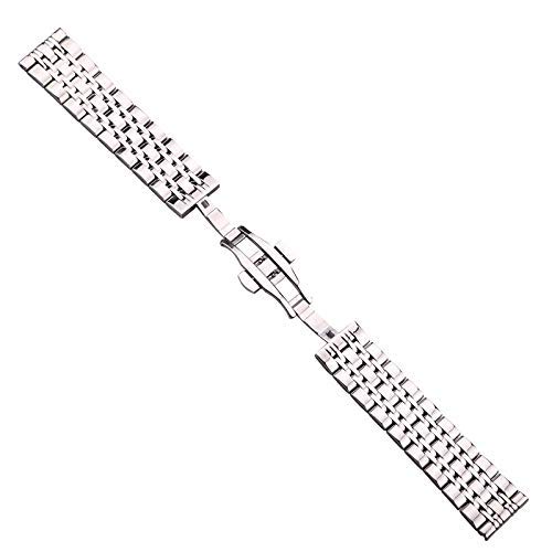 Correa de Reloj de Acero Inoxidable para Hombre, 18mm, 20mm, 22mm, Correa de Reloj Plateada Pulida, Accesorios de Repuesto de Lujo para Reloj de Metal