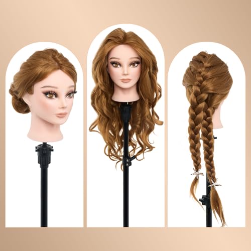 Neverland Beauty Mannequin Head with 80% Real Human Hair - 28 Inch Makeup Cosmetology Hairdressing Training Head Practice Doll Head Manikin Styling Head Braiding Mannequin Head #27 - Thumbnail 6