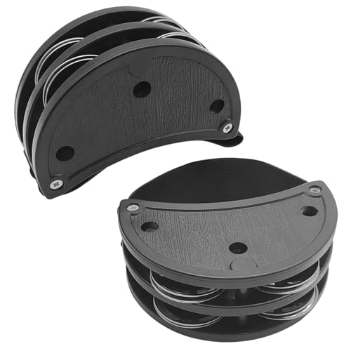 2 pcs Foot Tambourines with Metal Bells, lyfLux Thickened Adjustable Ankle Shakers for Adults, Collocation Drums, Guitars, Metal Bells for Concerts, Parties, Welcome Ceremonies (black)