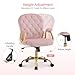 BarberPub Ergonomic Nail Tech Chair with Lumbar Support, Adjustable Manicure Chair with Armrests, Comfy Home Office Chairs with 360-Degree Swivel Wheels for Beauty Salon 3567 (Pink)