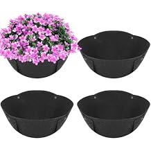 HKZ Hanging Planter Basket Liners - 4 Pack 12 Inch Round Fabric Liners for Hanging Baskets, Replacement Coco Fiber Liner, Durable Non-Woven Liners for Hanging Baskets Planters Flowers, Plants Black