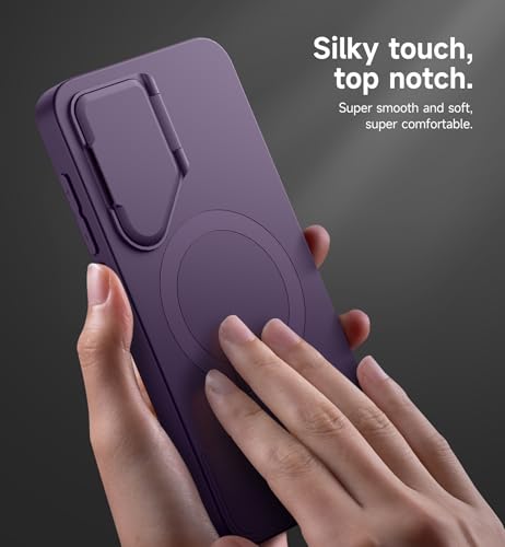 Image of SURITCH for Samsung Galaxy S25+ Plus Phone Case, Magnetic Shockproof Protective Cover with Camera Cover & Adjustable Metal Kickstand for Galaxy S25+ Plus(2025)-Dark Purple