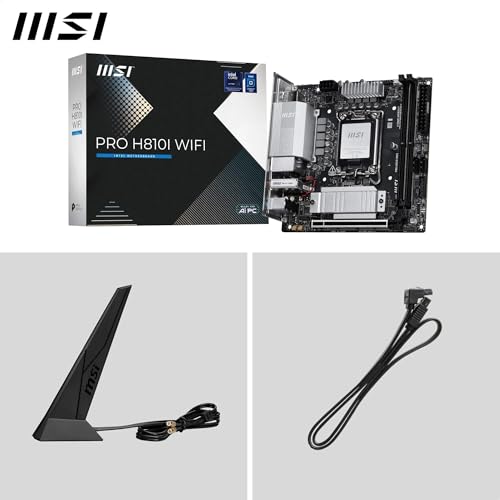 Image of MSI PRO H810I WiFi Motherboard, ITX - Supports Intel Core Ultra Processors (Series 2), LGA 1851 - DDR5 Memory Boost (6400 MT /s MAX), PCIe 5.0 x16, M.2 Gen4, 2.5G LAN