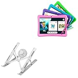 BoxWave Stand and Mount Compatible with Contixo K102 (10 in) - QuickSwitch Stand with Cooling Fan, Portable, Multi Angle Viewing Ventilator - Metallic Silver