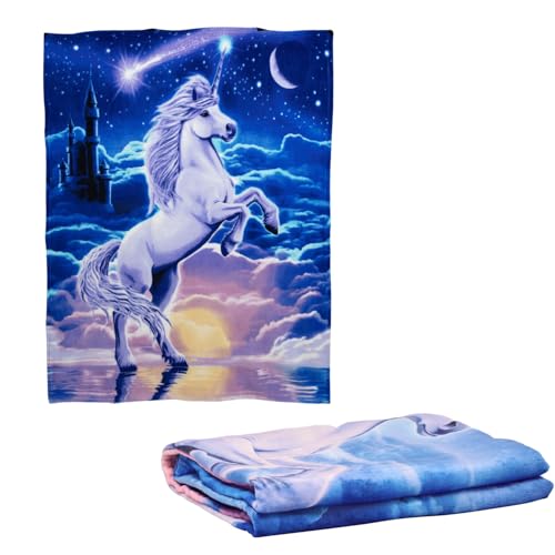 Dawhud Direct Unicorn Throw Blanket - 50x60 Inches Soft Plush Unicorn Fleece Blanket for Girls and Boys - Cozy Unicorn Kingdom Plush Throw for Bed or Couch - Thoughtful Gift for Kids and Adults