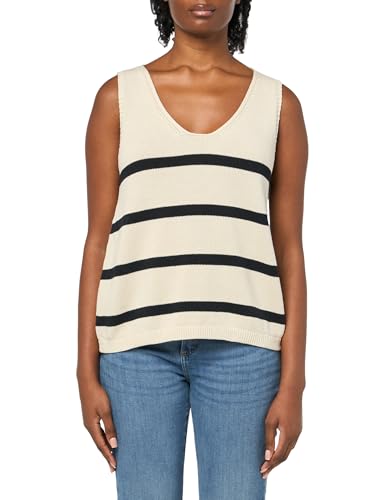 DKNY Women's Striped Sleeveless Jeans Sweater