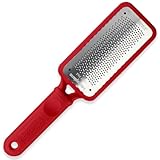 Microplane Colossal Fußfeile Schaber - Das Original Edelstahl Fußraspel, abgestorbene Haut/Hornhautentferner für Füße, sanfter Fußschrubber, Pediküre-Werkzeuge für die Fußpflege in Salon-Qualität, Rot