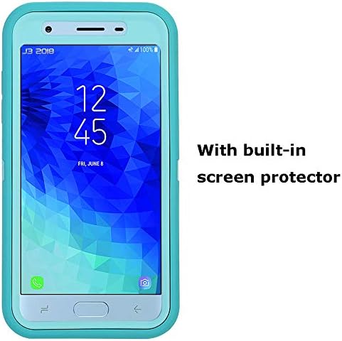 Annymall Galaxy J7 2018 Case, Heavy Duty Defender Armor Cover with Swivel Belt Clip & Built-in Screen Protector for Samsung J7 2018/ Galaxy J7 Aero/ J7 Refine/ J7 Star/ J7 Crown(2018) (Green/Green)