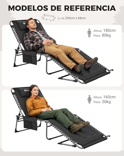 Miniatura 12 de Kingcamp Xxl Tumbona Plegable Acolchada Con 5 Posiciones Soporta Hasta 150kg Diseño Ergonómico Tumbona Jardin Exterior Incluye Almohada Tumbona Playa Para Piscina Camping Jardín Interior Exterior