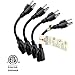 [ETL Listed] Miady Short Power Extension Cord Outlet Saver, 16AWG/13A, 3 Prong (4 Pack, Black, 8 Inch)