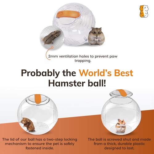 image for Happy Habitats Clear Hamster Exercise Ball (7”) – Sturdy Dwarf Ham