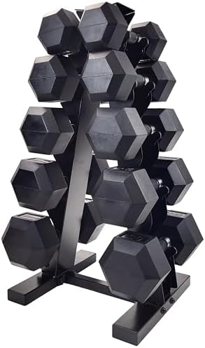PRISP Hex Dumbbells Weight Sets - Cast Iron Hand Weights with Rub...