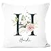 SpecialMe® Kissen-Bezug Buchstabe personalisierbar Initiale Monogramm Rosen-Blüten persönliche Geschenke mit Name weiß 40cm x 40cm