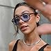 SDINM Trendy Blue Aviator Sunglasses for Women Men Oversized Square Frame Light Tinted Lens Sun Glasses