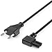 Produktbild deleyCON 2m Netzkabel Stromkabel Strom Kabel Stecker Typ C Eurostecker auf C7 Buchse 90° Gewinkelt Euro-Netzkabel Kleingerätekabel Euro 8 TV Blu-Ray Haushaltsgeräte Netzteile - Schwarz