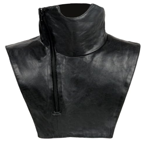 Milwaukee Leather Unisex Black Premium Leather Neck Warmer with Fleece Liners for Cold Weather |SH2