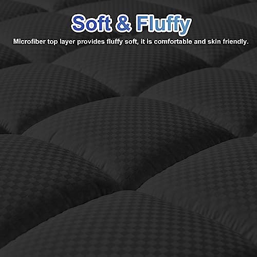 MATBEBY King Size Mattress Pad - Cooling Breathable Mattress Topper, Quilted Fitted Mattress Protector, Pillow Top Mattress Cover with 8-21" Deep Pocket, Soft, Machine Washable, Black, 78x80 Inches