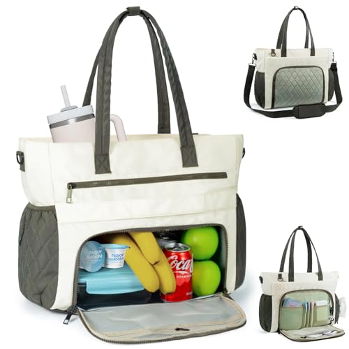 Lunch Tote Bag for Women, 15.6" Laptop Tote Bag with Insulated Lunch Compartment, for Office Work Teacher Picnic Nurse