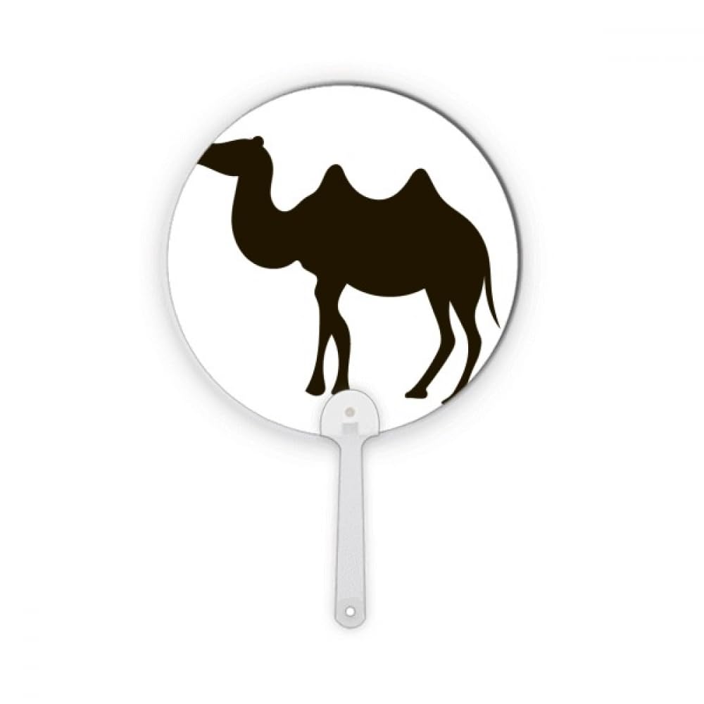 Éventail rond en plastique noir et camel avec motif d'animal mignon