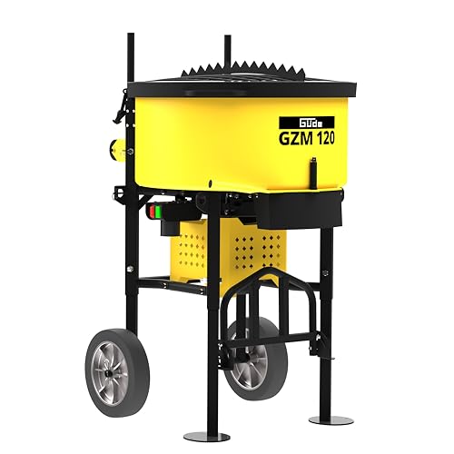 Güde Zwangsmischer GZM 120 (230 V, 2000 W, 72 cm Trommel-Ø, 120 Liter Trommelvolumen, Mischwerkumdrehung 32 U/min., Sackaufreißer am Schutzgitter, klappbare Eimer-Vorrichtung, Motorschutzabdeckung)