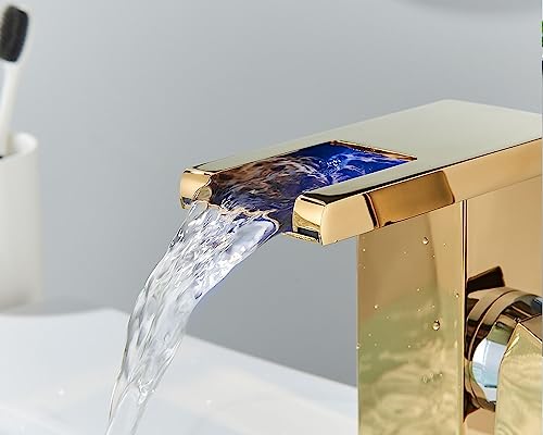 Robinet cascade LED autonome chrome brillant mitigeur eau chaude et froide
