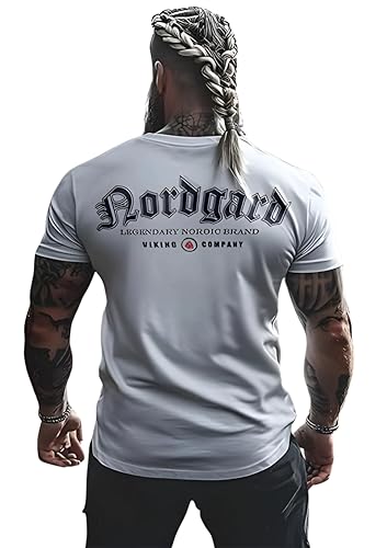 NORDGARD Viking T-Shirt Gunnar in weiß I Größe XL I Herren Tshirt aus 100% Baumwolle I Wikinger T-Shirt I Shirt nordische Mythologie I Ideal für Freizeit & Sport I Oeko-TEX Zertifiziert