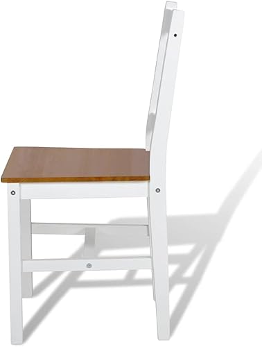 Miniatura 5 de Juego de 2 sillas de comedor modernas de madera de pino, sillas laterales con respaldo para sala de estar, comedor, cocina, color marrón