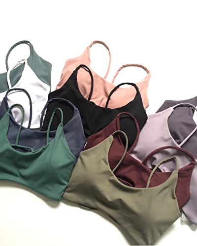 Image of Danysu Backless Sports Bra Soft Workout Tops with Removable Padded Yoga Training Bras Strappy Going Out Top