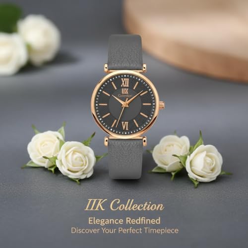 Image of IIK COLLECTION Watches for Women Round Dial |Analogue Quartz Movemnet Ladies Watch|Long Battery Life|Leather Bracelet Strap|Buckle Lock Clasp Safety Watches for Girls