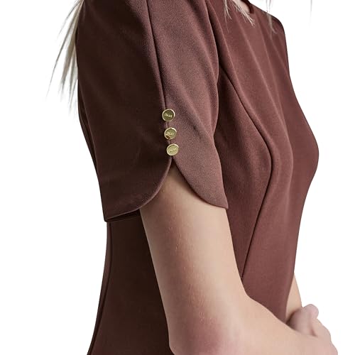 Image of DKNY Women's Button Short Sleeve Fit and Flare Dress