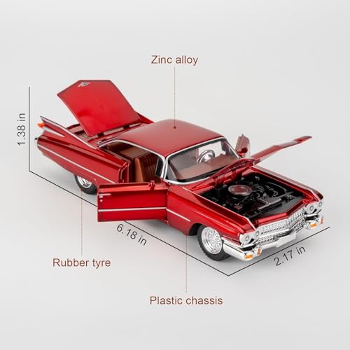 Image of FEXXA 1:32 Scale Die Cast Eldorado Cadillac Exclusive Alloy Metal Pull Back Die-cast Car Model with Sound Light Mini Auto Toy for Kids Metal Model Toy Car with Sound and Light? (1.32 Eldorado-Red)