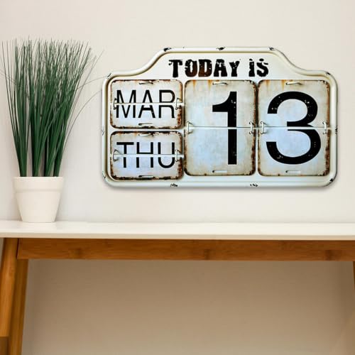Objet déco rétro fer calendrier perpétuel chic pour comptoir - 3