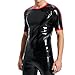 GREEFEI Maglietta in Lattice Gomma da Uomo,T-Shirt in Lattice a Maniche Corte Nero e Rossa,Costumi per Feste a Tema XL immagine