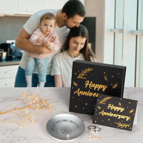 PuGez 10th Anniversary Aluminum Gifts for Him Her, 10 Year Wedding Anniversary for Wife Husband Couple Parents, 4" Ring Holder Dish Jewelry Tray - Decoration Ideas Tin Gift for Men Women by PuGez - Image 3