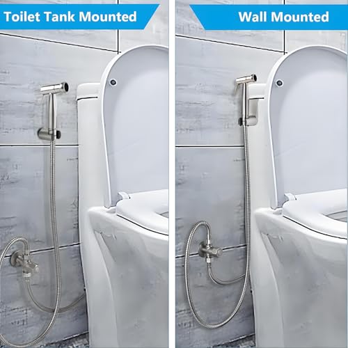 Handheld Bidet Sprayer for Toilet, Premium Stainless Steel Bathroom Bidet Sprayer Set with Anti-Leaking Hose & 2 Water Pressure, Ideal for Feminine Wash, Cloth Diaper Cleaning, Baby Wash & Pets Shower - Thumbnail 6