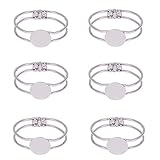 PH PandaHall 10 Pieces Cabochon Bracelet Brass Blank Cuff Bangles Fit 25mm Round Cabochon for Men and Women - Platinum