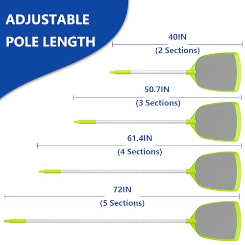 Pool Leaf Skimmer Net with 24-56 Inch Premium Pole,Medium Sized Net for Cleaning Pool, Pond,Spa,Hot Tub