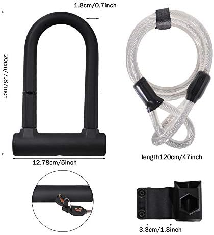 JGRZF Bike U Lock 16mm Heavy Duty Security U Cable Bicycle U Lock with U Shackle Secure Locks and Sturdy Mounting Bracket for Road Bike Mountain Bike Electric Bike Folding Bike