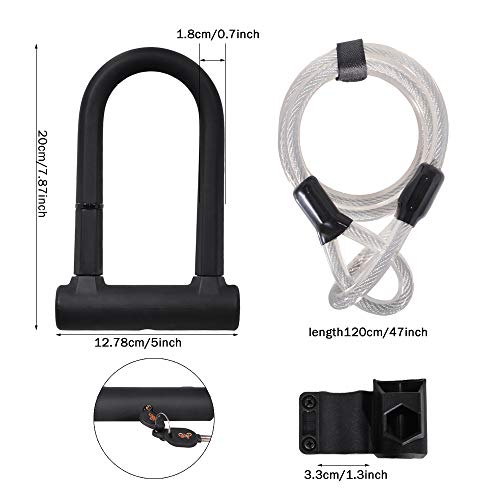 Bike U Lock 18Mm Heavy Duty Security U Cable Bicycle U Lock With U Shackle Secure Locks And Sturdy Mounting Bracket For Road Bike Mountain Bike Electric Bike Folding Bike #TOP4