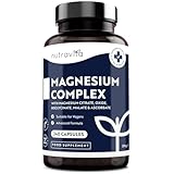 Magnesium Supplements 5-in-1 Complex 1146mg - 240 Vegan High Strength Capsules - 400mg Elemental Magnesium - Bis Glycinate, Citrate, Malate, Oxide, Ascorbate - Muscle Support & Sleep Aid - Nutravita
