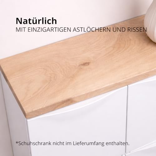 RETIMBER Works Trones Holzplatte Eiche Brett, für 3 Trones 154,1 x 15,9 x 2 cm, Abdeckplatte für Trones Schuhschrank, Brett Eiche Platte, Eichenplatte Massiv Holzplatte