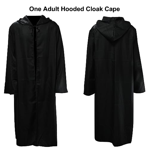 Faburo Black Hooded Cloak, Halloween Costumes for Men Halloween Cosplay Sets, Halloween Witch Cosplay Robe Costume - Image 4