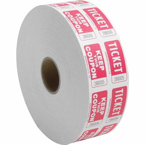Sparco 99220 Ticket Roll, Double w/Coupon, 2000/RL, Red