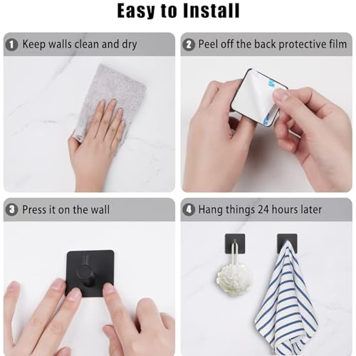 Handtuchhalter Ohne Bohren,Handtuchhaken 4er Stück Klebehaken Edelstahl Badezimmer Handtuchhalter, wasserfeste Klebehaken, Selbstklebende Wandhaken als Handtuchhaken ohne Bohren, Ideal für Badzimmer