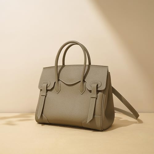 JIUFENG Women's Top Handle Satchel With Detachable Strap,Lychee Pattern Genuine Leather Fashion Crossbody Slingbag2