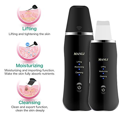 MANLI Skin Scrubber, Facial Scrubber Blackhead Remover Facial Lifting Tool, Facial Pores Cleaner and Skin Exfoliator for Skin Deep Cleaning, Comedone Extractor Cordless Face Pore Scrubber